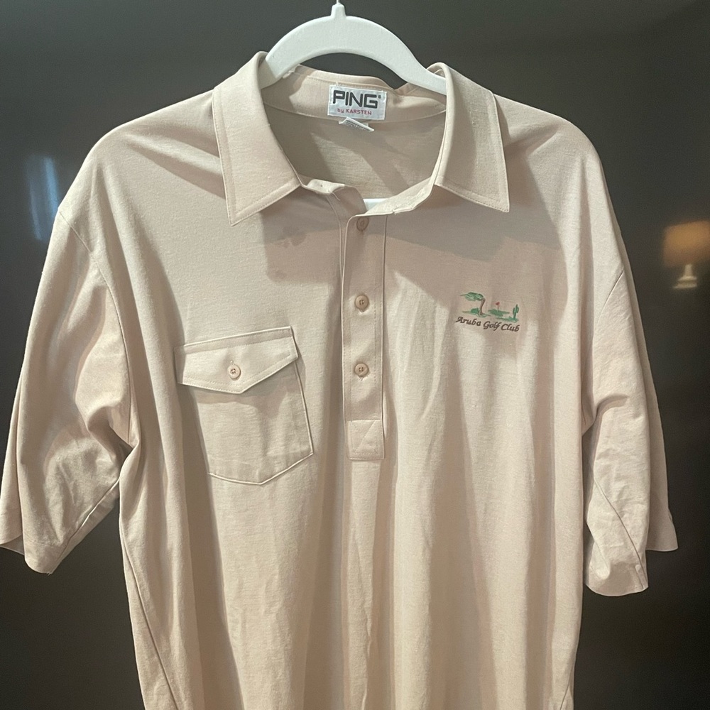 Ping Golf Polo — Mens Large — Tan
